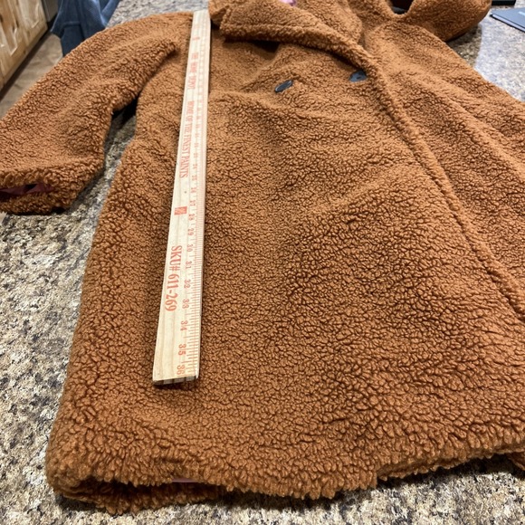 Maeve by Anthropologie Brown Silas Sherpa Long Coat Two Button Front Sz Med NWTs - Picture 12 of 14